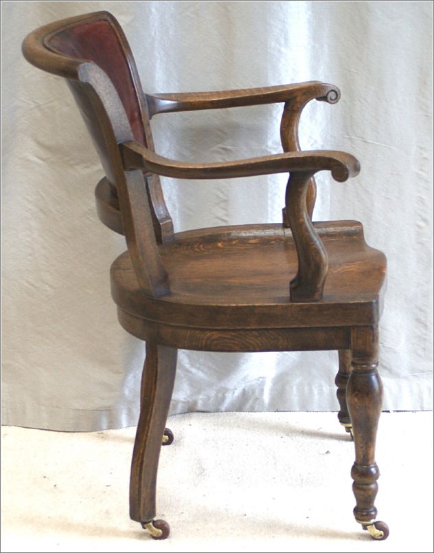 9049 Antique Oak Desk Chair by Shoolbred London (3)